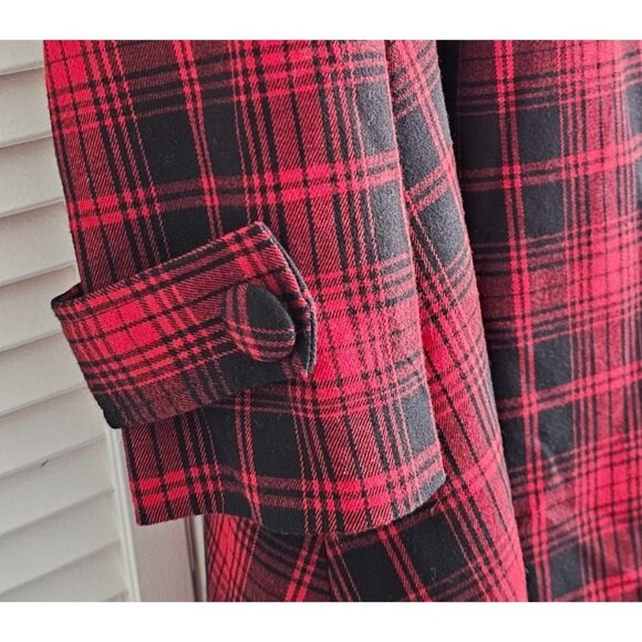 Chicwish Womens Red Black Plaid Bow Coat, Size Large, Snap Closure, NWOT, **READ - Picture 5 of 8